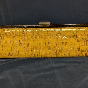 Chadwick's High-Gloss Natural Cork Clutch - Silver Snake Chain Strap